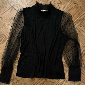Boden - Black Top with Sheer Sleeves